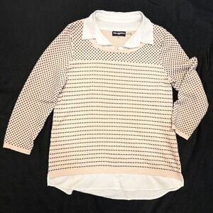 Karl Lagerfeld Paris‎ Polka Dot Blouse Mock Layered Top M Medium